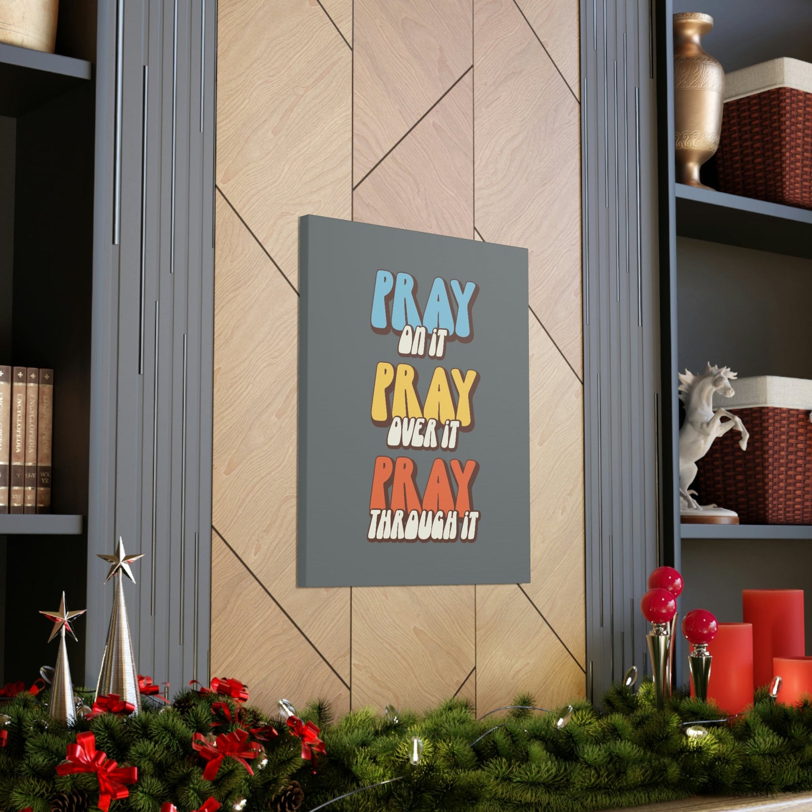 Scripture Walls Pray Through It 1 Thessalonians 5:16 Gray Bible Canvas Christian Wall Art Ready to Hang Unframed-Express Your Love Gifts