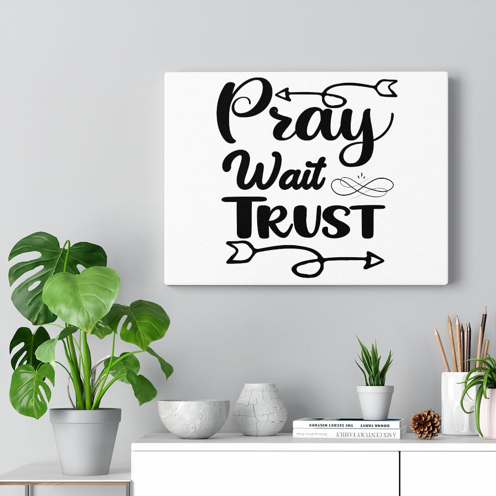 Scripture Walls Pray Wait Trust Arrow Bible Verse Canvas Christian Wall Art Ready to Hang Unframed-Express Your Love Gifts