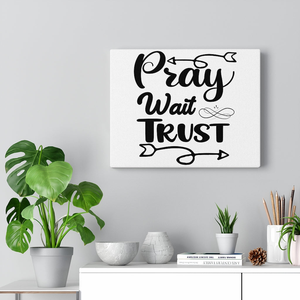 Scripture Walls Pray Wait Trust Arrow Bible Verse Canvas Christian Wall Art Ready to Hang Unframed-Express Your Love Gifts
