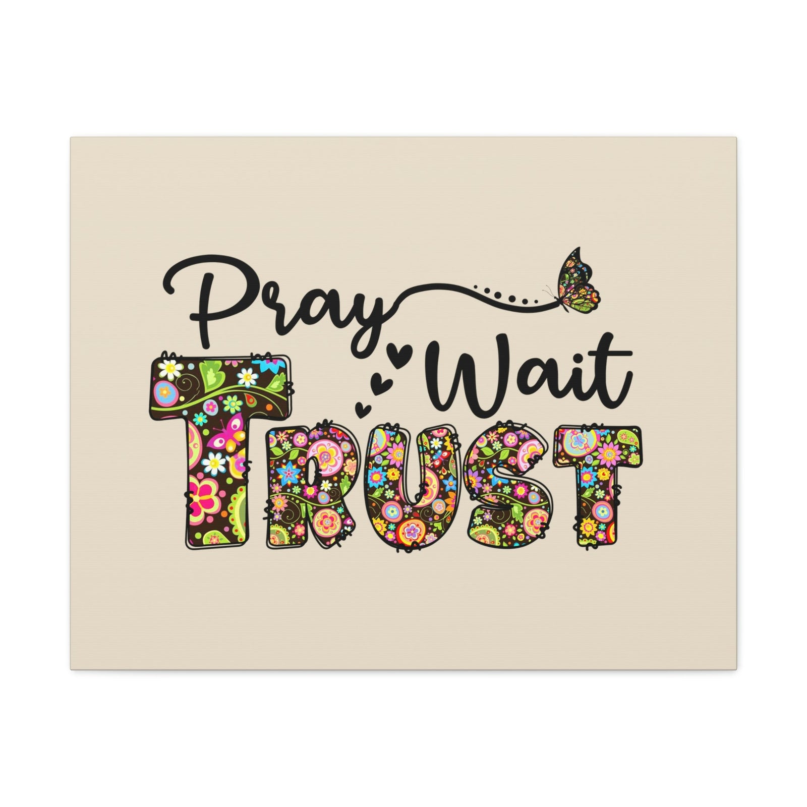Scripture Walls Pray, Wait, Trust Romans 15:13 Floral Pastel Bible Verse Canvas Christian Wall Art Ready to Hang Unframed-Express Your Love Gifts
