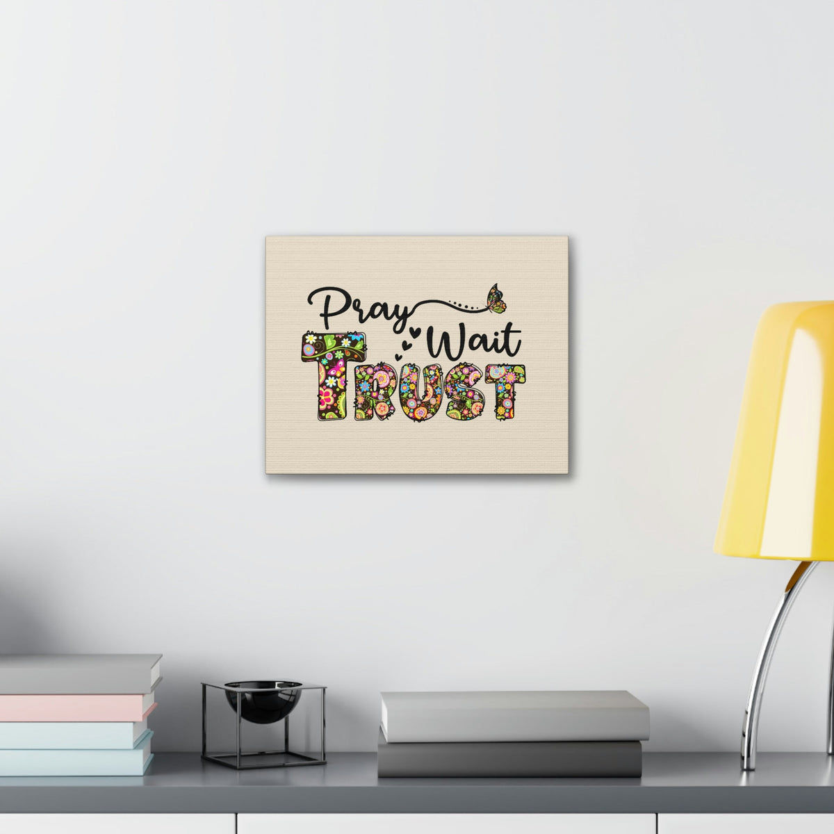 Scripture Walls Pray, Wait, Trust Romans 15:13 Floral Pastel Bible Verse Canvas Christian Wall Art Ready to Hang Unframed-Express Your Love Gifts