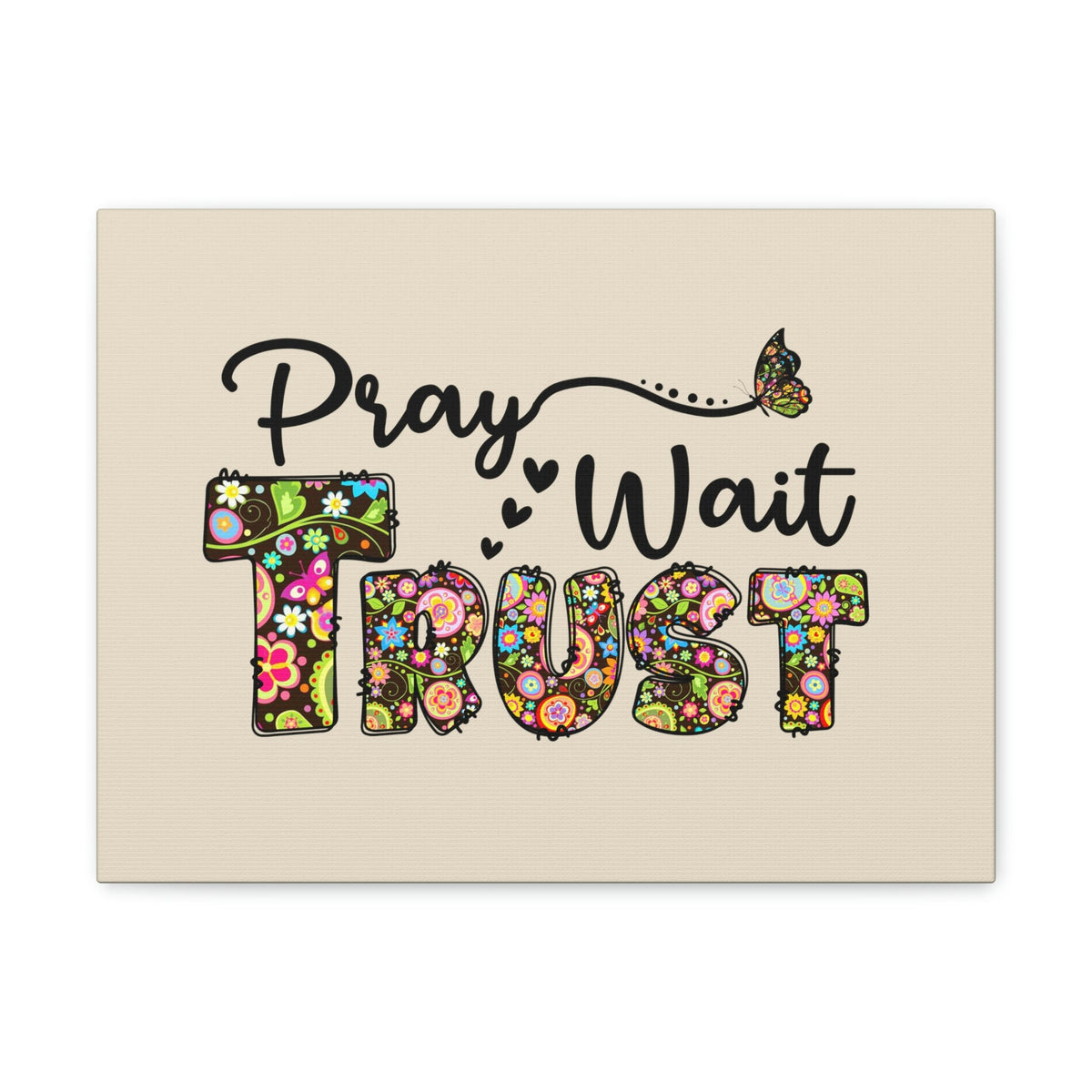Scripture Walls Pray, Wait, Trust Romans 15:13 Floral Pastel Bible Verse Canvas Christian Wall Art Ready to Hang Unframed-Express Your Love Gifts