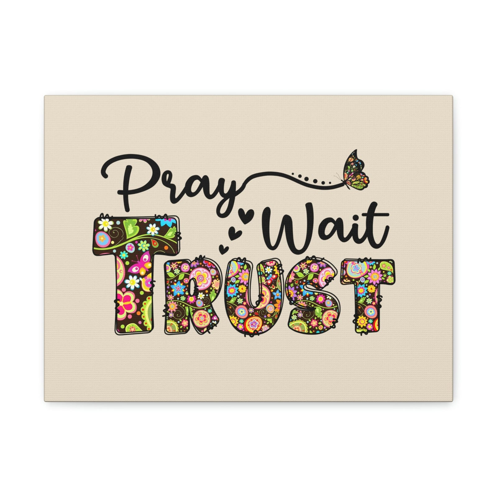 Scripture Walls Pray, Wait, Trust Romans 15:13 Floral Pastel Bible Verse Canvas Christian Wall Art Ready to Hang Unframed-Express Your Love Gifts