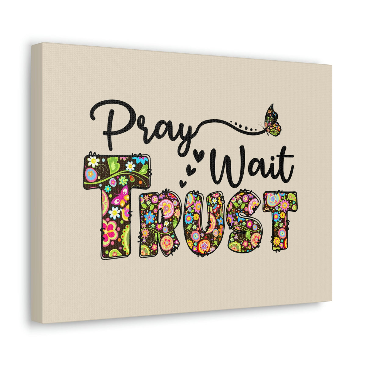 Scripture Walls Pray, Wait, Trust Romans 15:13 Floral Pastel Bible Verse Canvas Christian Wall Art Ready to Hang Unframed-Express Your Love Gifts