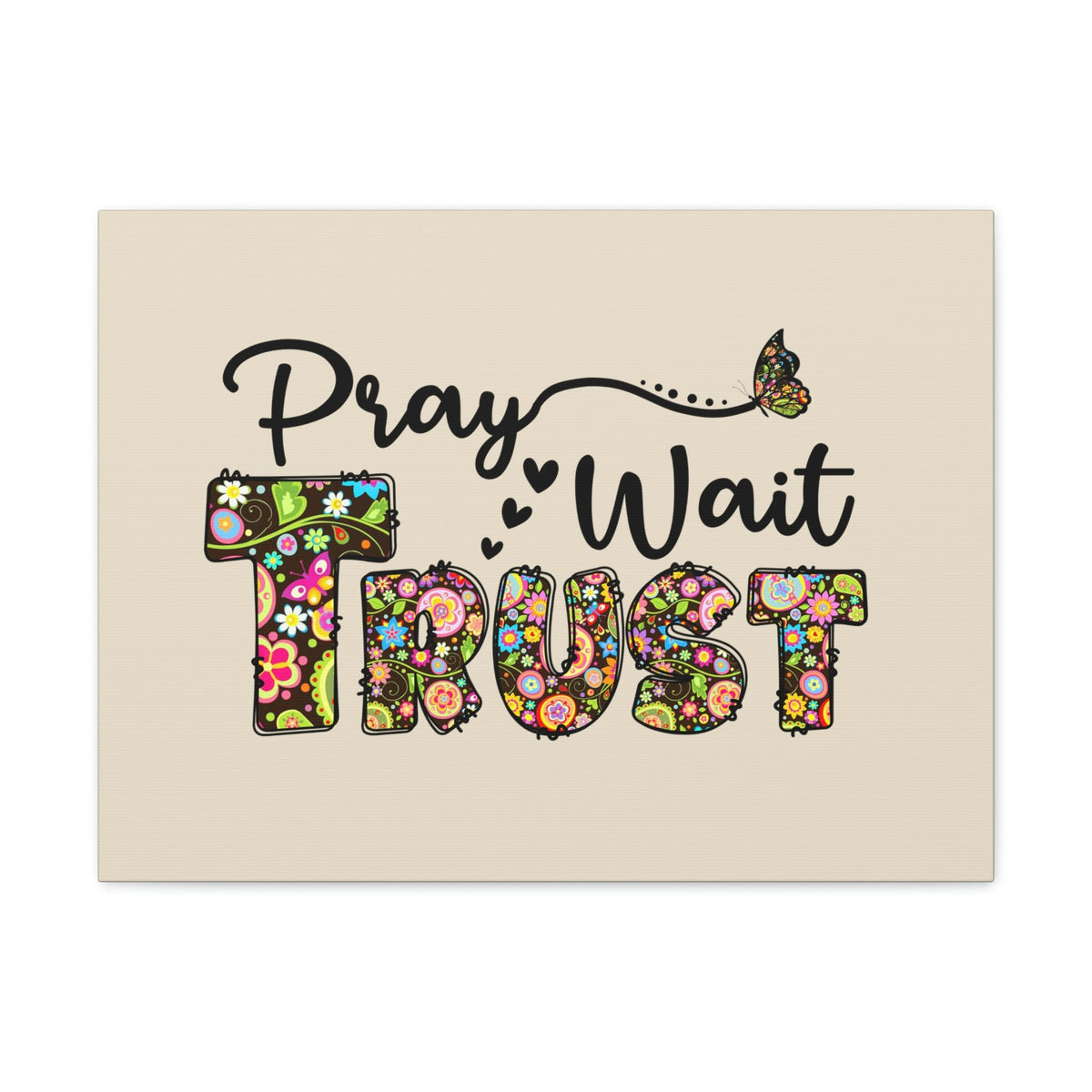 Scripture Walls Pray, Wait, Trust Romans 15:13 Floral Pastel Bible Verse Canvas Christian Wall Art Ready to Hang Unframed-Express Your Love Gifts