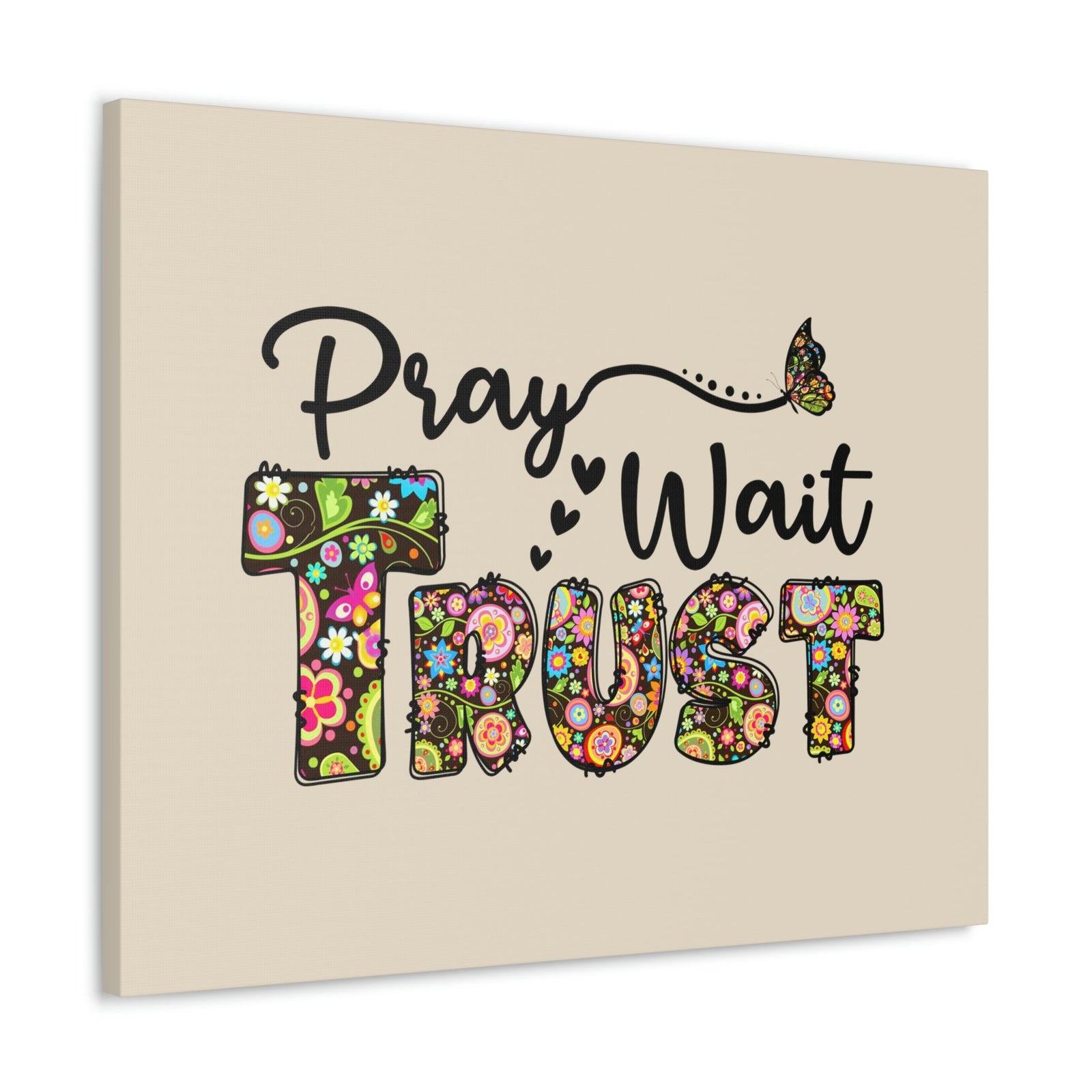 Scripture Walls Pray, Wait, Trust Romans 15:13 Floral Pastel Bible Verse Canvas Christian Wall Art Ready to Hang Unframed-Express Your Love Gifts