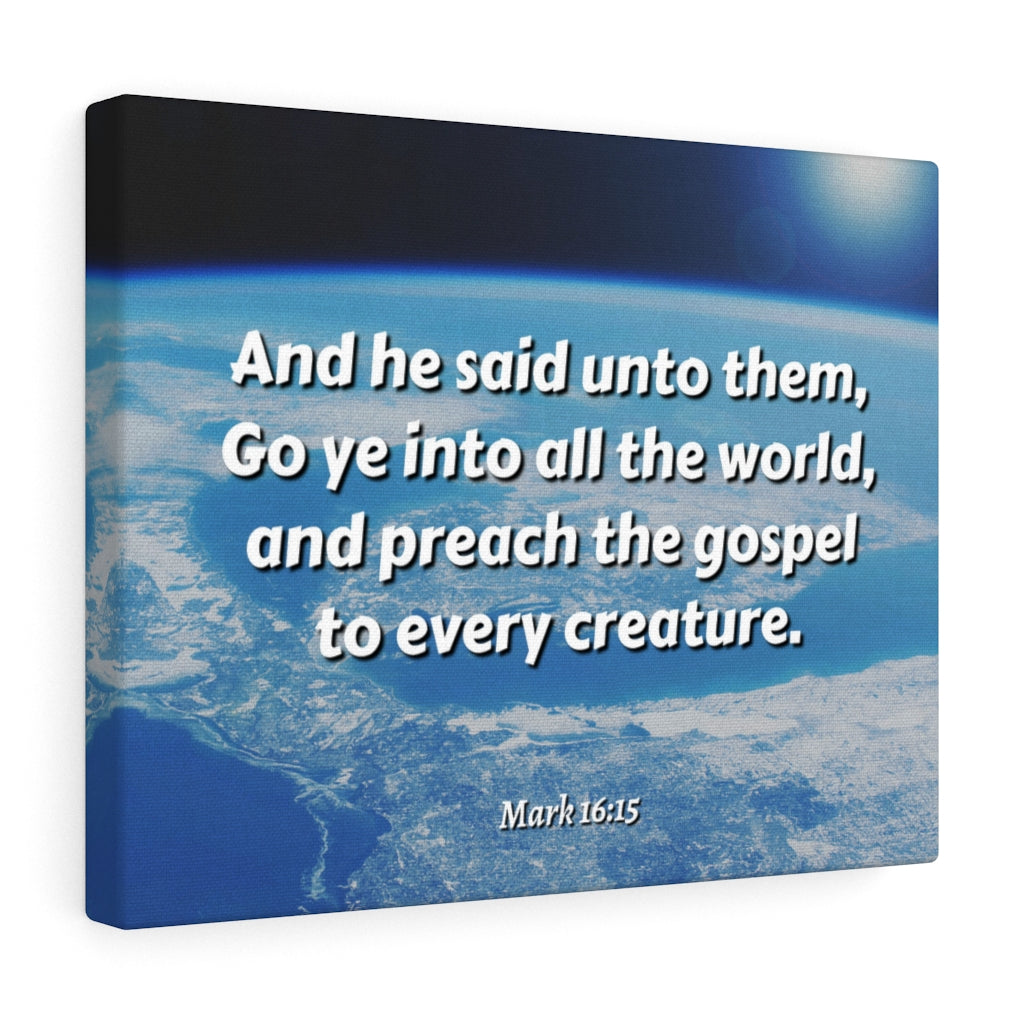 Scripture Walls Preach The Gospel Mark 16:15 Bible Verse Canvas Christian Wall Art Ready to Hang Unframed-Express Your Love Gifts