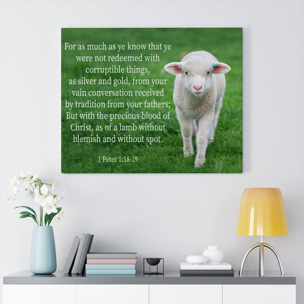 Scripture Walls Precious Blood of Christ 1 Peter 1:18-19 Bible Verse Canvas Christian Wall Art Ready to Hang Unframed-Express Your Love Gifts
