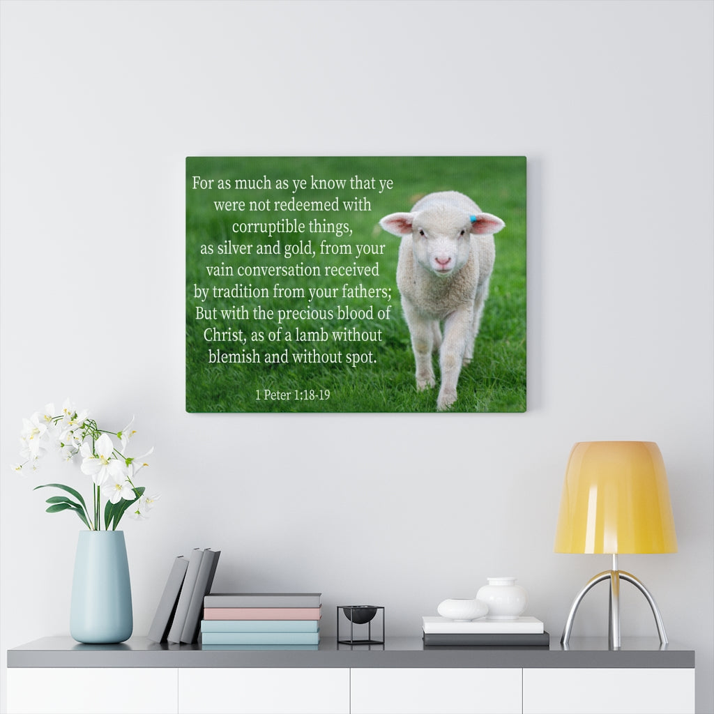 Scripture Walls Precious Blood of Christ 1 Peter 1:18-19 Bible Verse Canvas Christian Wall Art Ready to Hang Unframed-Express Your Love Gifts