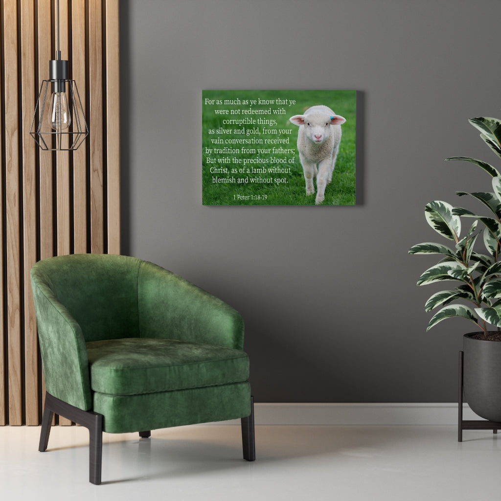 Scripture Walls Precious Blood of Christ 1 Peter 1:18-19 Bible Verse Canvas Christian Wall Art Ready to Hang Unframed-Express Your Love Gifts