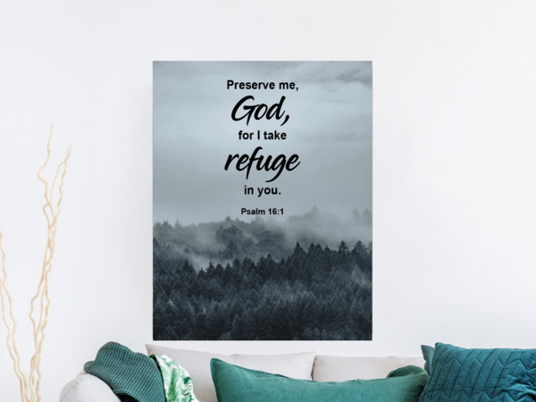 Scripture Walls Preserve Me God Psalm 16:1 Bible Verse Canvas Christian Wall Art Ready to Hang Unframed-Express Your Love Gifts