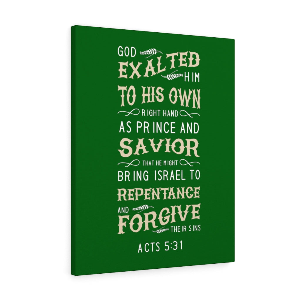 Scripture Walls Prince and Savior Acts 5:31 Bible Verse Canvas Christian Wall Art Ready to Hang Unframed-Express Your Love Gifts