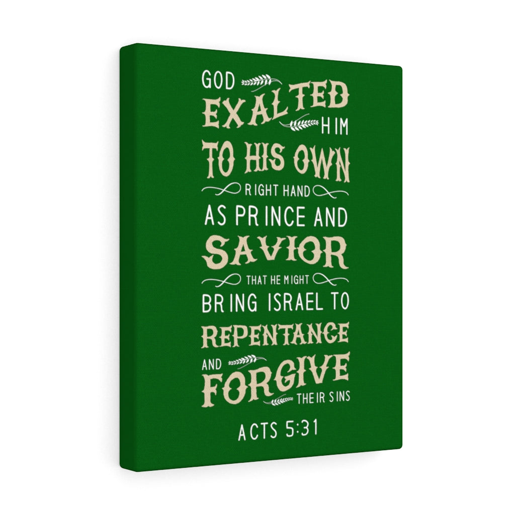 Scripture Walls Prince and Savior Acts 5:31 Bible Verse Canvas Christian Wall Art Ready to Hang Unframed-Express Your Love Gifts