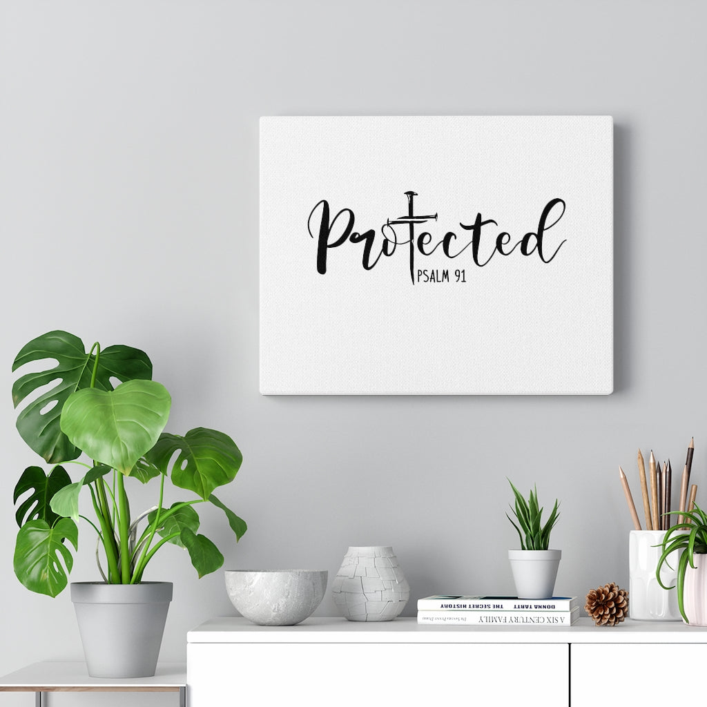 Scripture Walls Protected Cross Psalm 91 Bible Verse Canvas Christian Wall Art Ready to Hang Unframed-Express Your Love Gifts