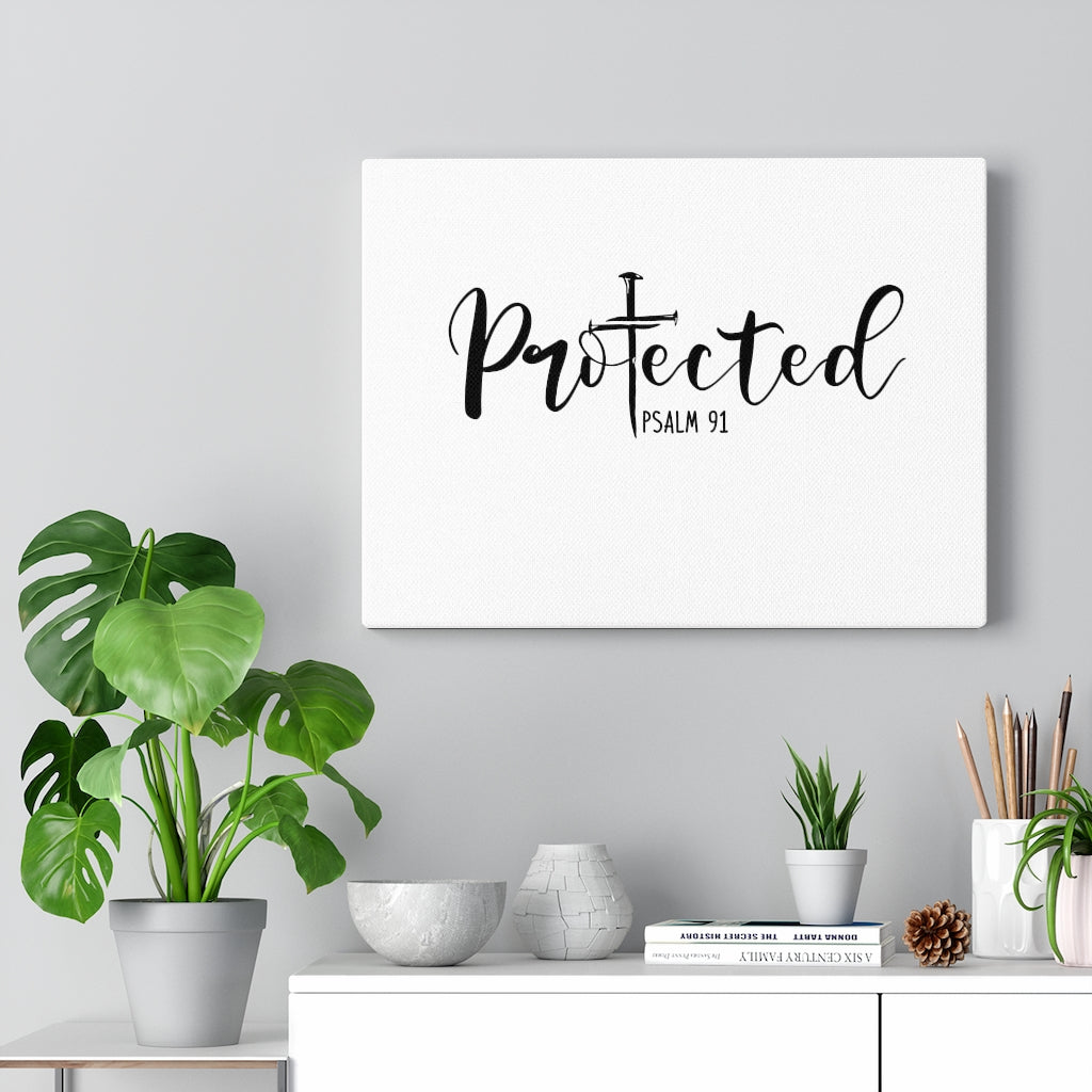 Scripture Walls Protected Cross Psalm 91 Bible Verse Canvas Christian Wall Art Ready to Hang Unframed-Express Your Love Gifts