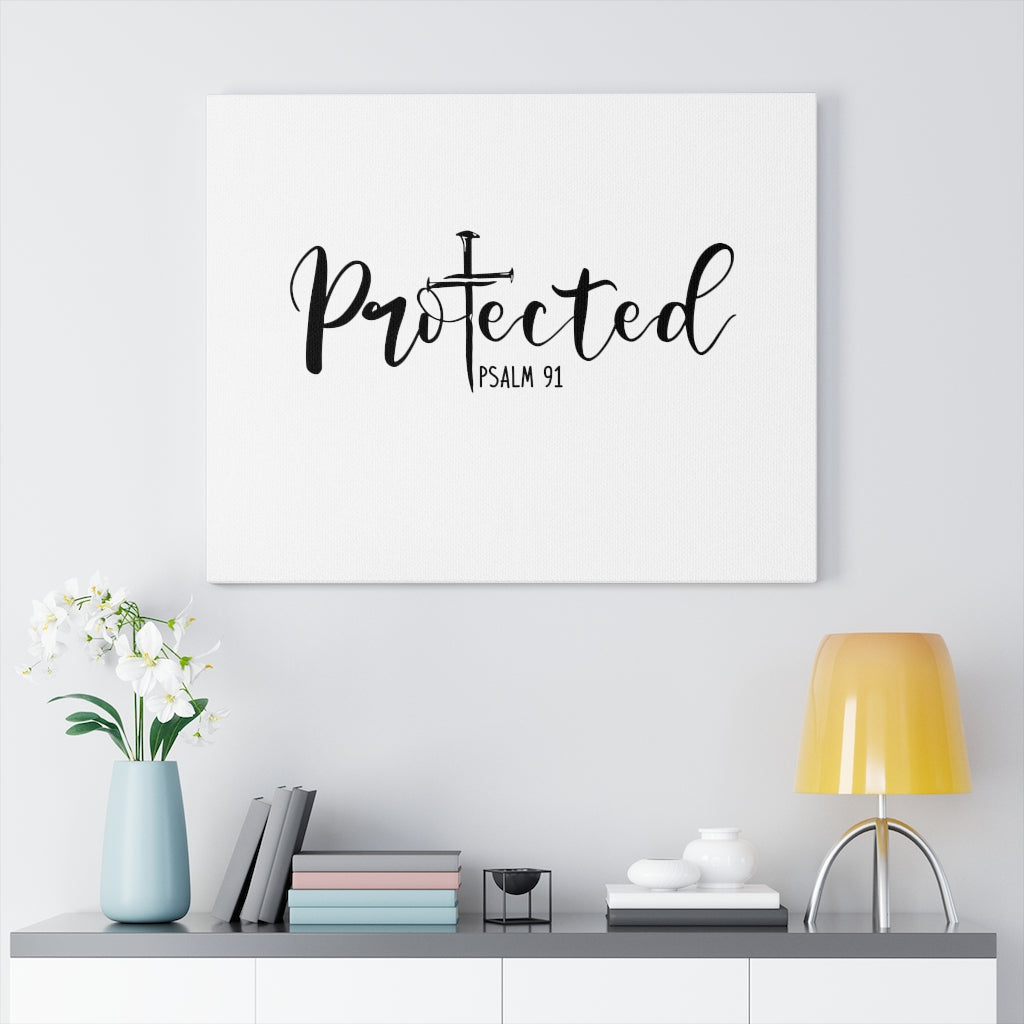 Scripture Walls Protected Cross Psalm 91 Bible Verse Canvas Christian Wall Art Ready to Hang Unframed-Express Your Love Gifts