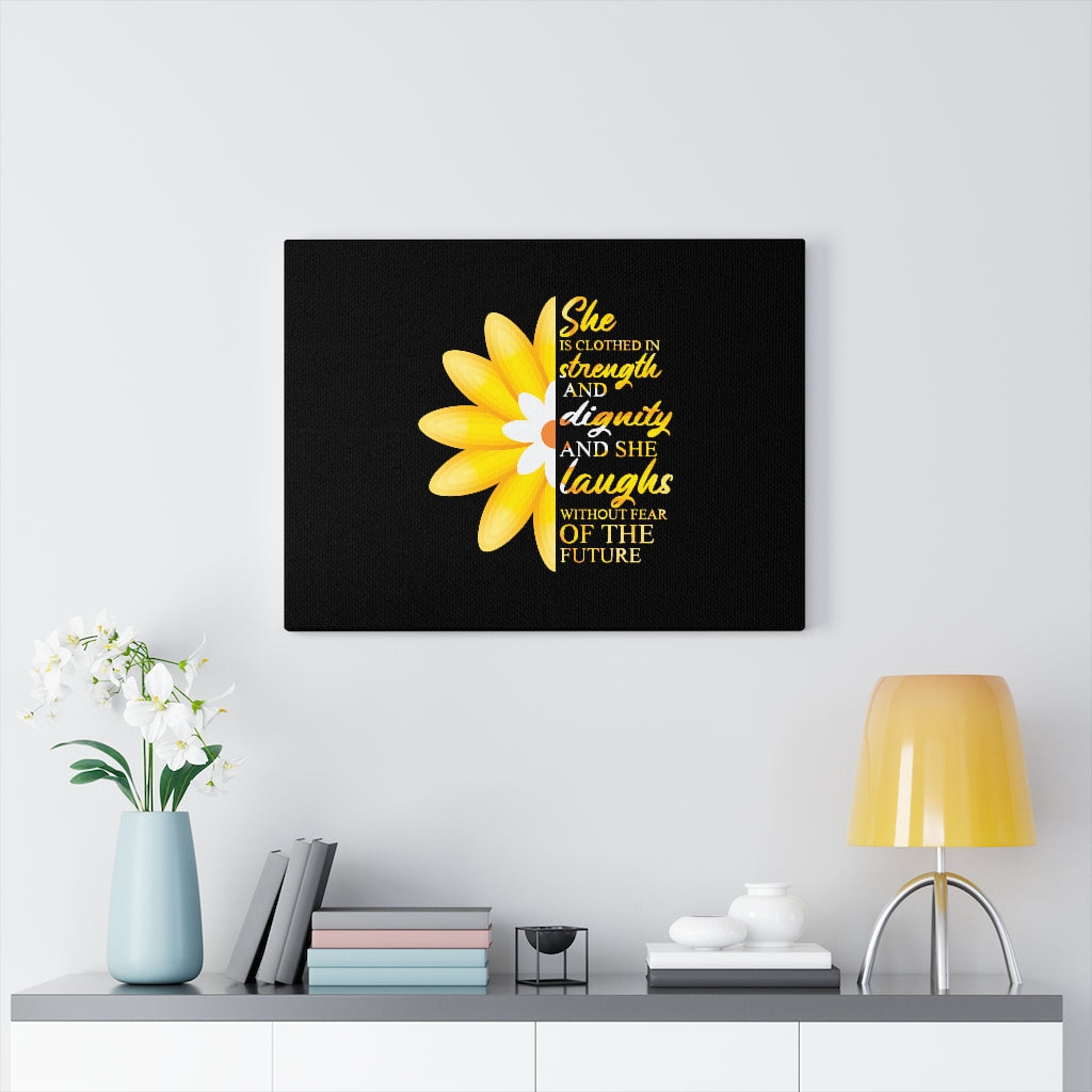 Scripture Walls Proverbs 31:25 Clothed In Strength & Dignity Bible Verse Canvas Christian Wall Art Ready to Hang Unframed-Express Your Love Gifts