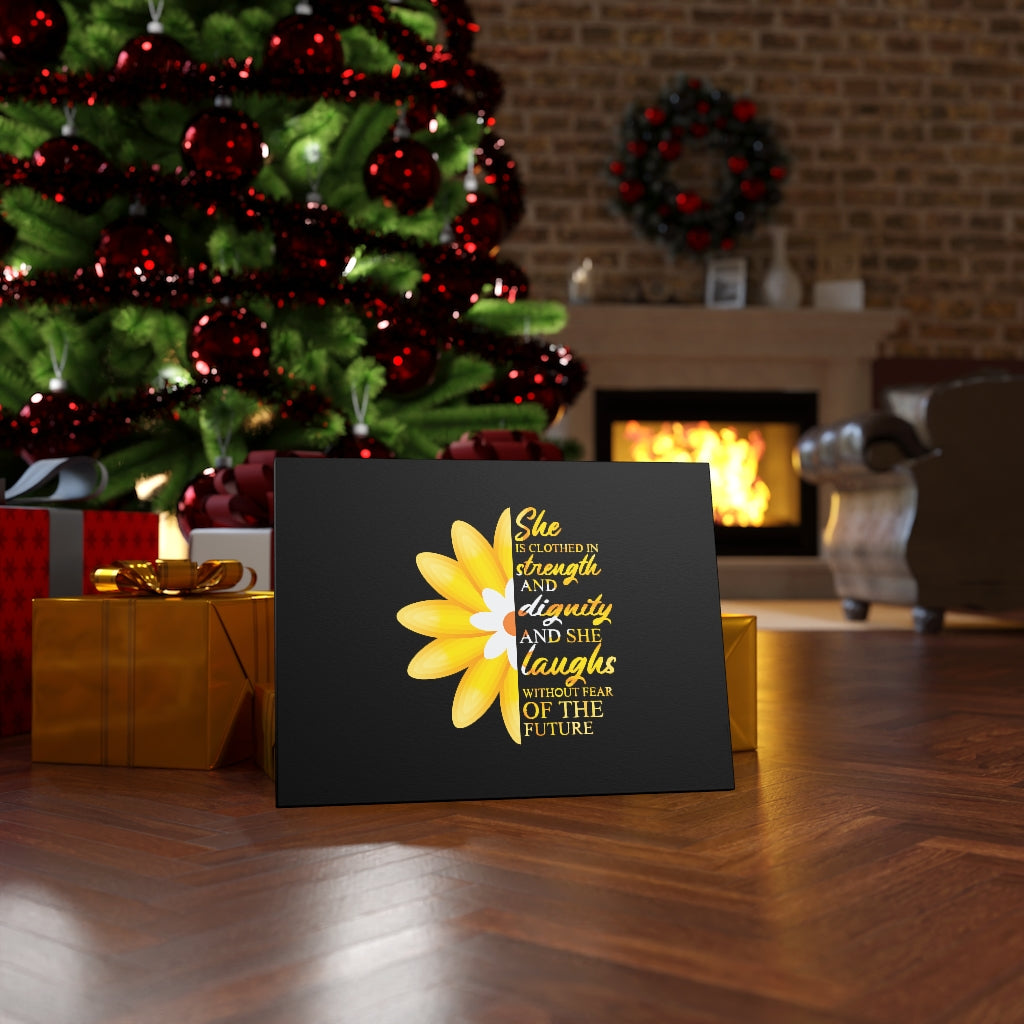 Scripture Walls Proverbs 31:25 Clothed In Strength & Dignity Bible Verse Canvas Christian Wall Art Ready to Hang Unframed-Express Your Love Gifts