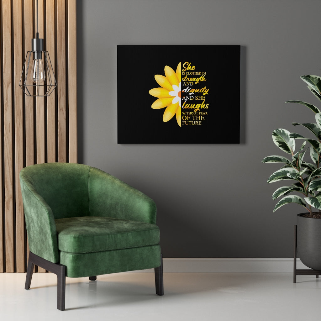 Scripture Walls Proverbs 31:25 Clothed In Strength & Dignity Bible Verse Canvas Christian Wall Art Ready to Hang Unframed-Express Your Love Gifts