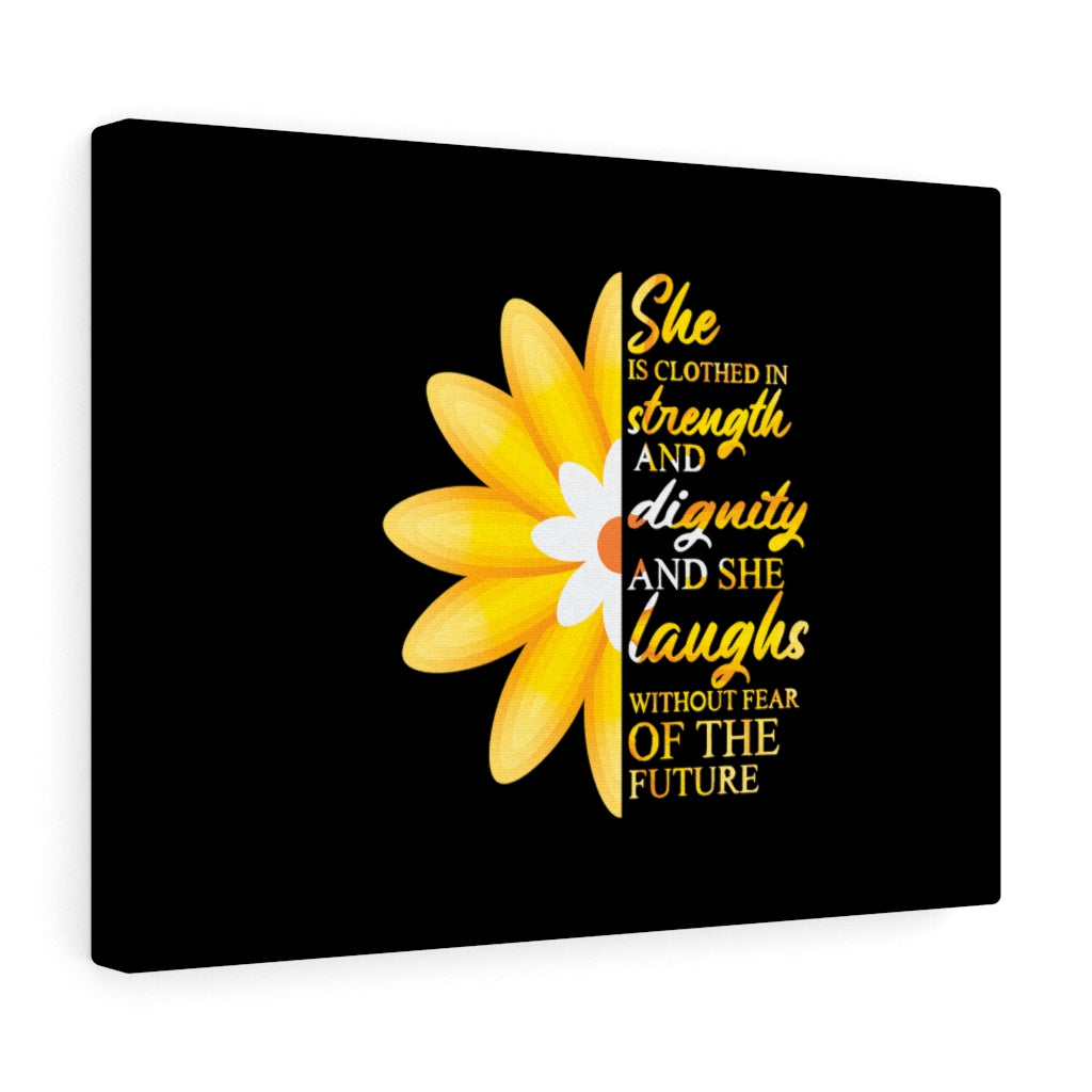 Scripture Walls Proverbs 31:25 Clothed In Strength & Dignity Bible Verse Canvas Christian Wall Art Ready to Hang Unframed-Express Your Love Gifts