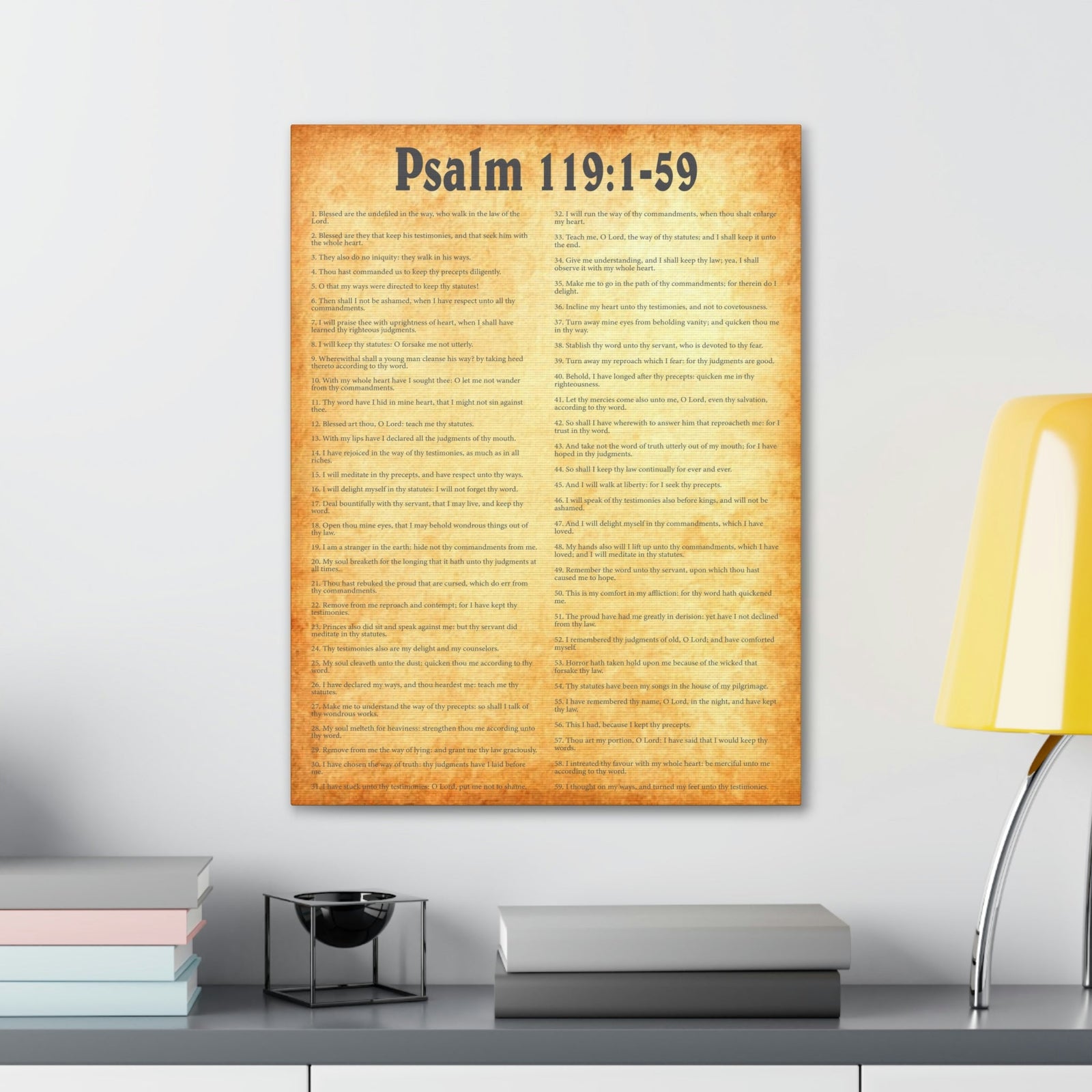 Scripture Walls Psalm 119:1-59 Gold Bible Canvas Christian Wall Art Ready to Hang Unframed-Express Your Love Gifts