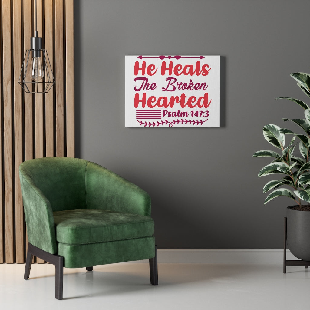 Scripture Walls Psalm 147:3 The Broken Hearted Bible Verse Canvas Christian Wall Art Ready to Hang Unframed-Express Your Love Gifts