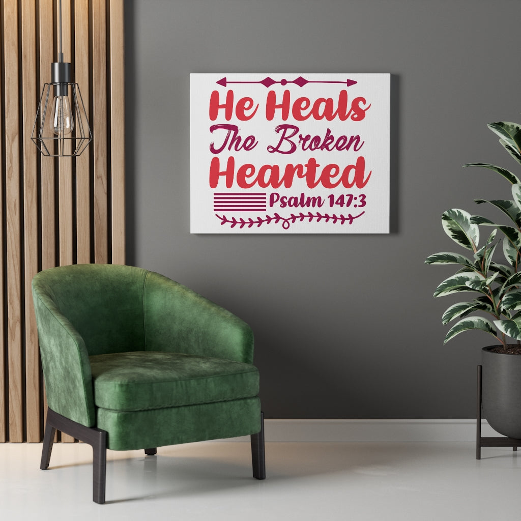 Scripture Walls Psalm 147:3 The Broken Hearted Bible Verse Canvas Christian Wall Art Ready to Hang Unframed-Express Your Love Gifts