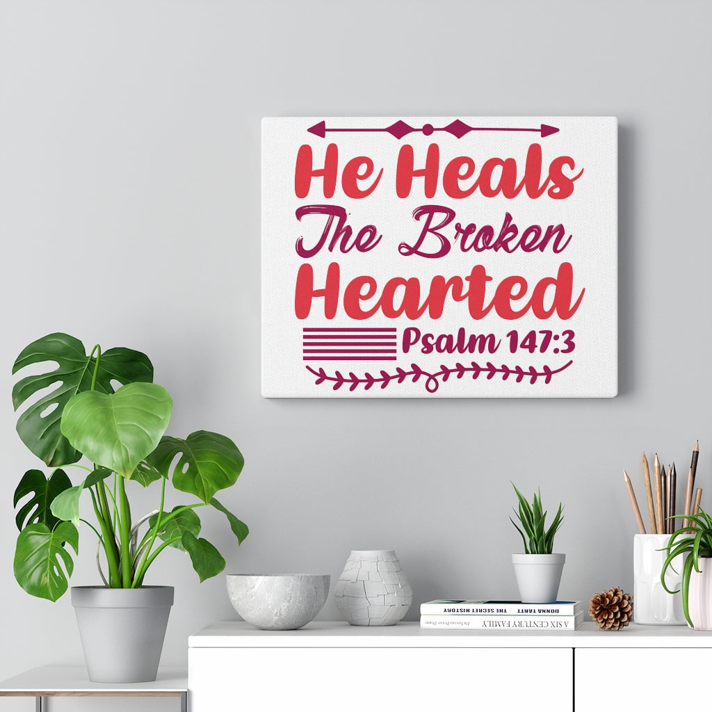 Scripture Walls Psalm 147:3 The Broken Hearted Bible Verse Canvas Christian Wall Art Ready to Hang Unframed-Express Your Love Gifts