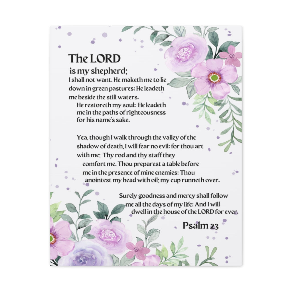 Scripture Walls Psalm 23 Flowers Bible Verse Canvas Christian Wall Art Ready to Hang Unframed-Express Your Love Gifts