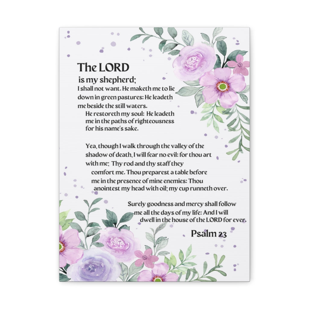 Scripture Walls Psalm 23 Flowers Bible Verse Canvas Christian Wall Art Ready to Hang Unframed-Express Your Love Gifts