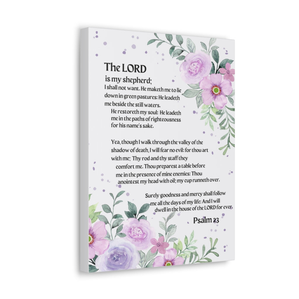 Scripture Walls Psalm 23 Flowers Bible Verse Canvas Christian Wall Art Ready to Hang Unframed-Express Your Love Gifts