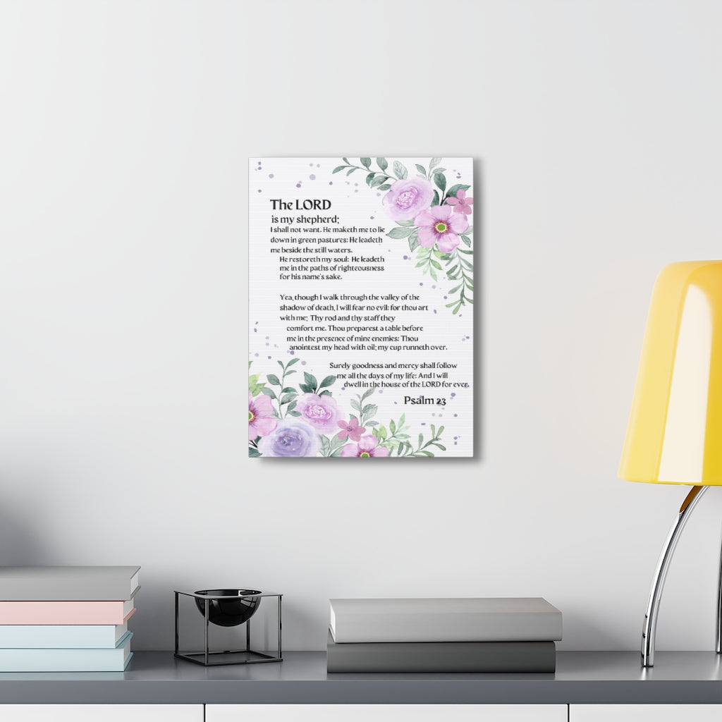 Scripture Walls Psalm 23 Flowers Bible Verse Canvas Christian Wall Art Ready to Hang Unframed-Express Your Love Gifts
