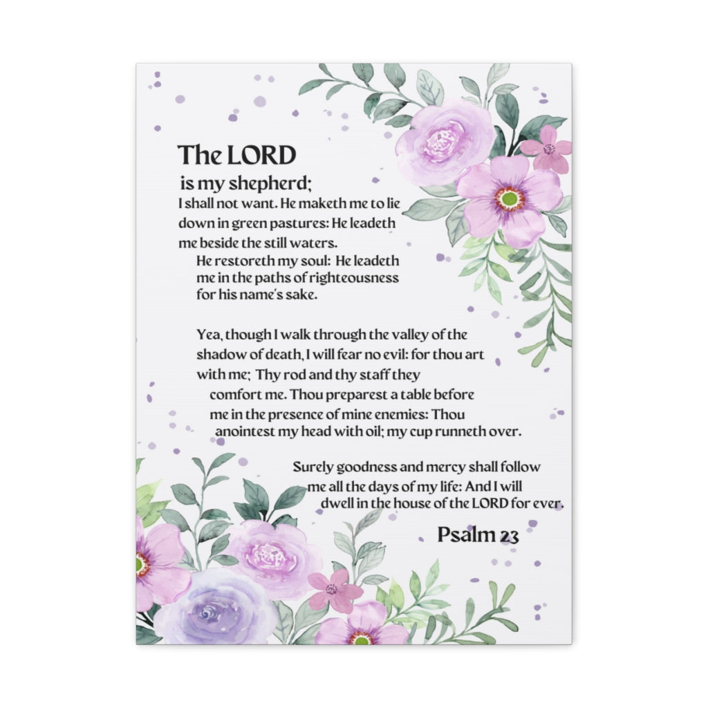 Scripture Walls Psalm 23 Flowers Bible Verse Canvas Christian Wall Art Ready to Hang Unframed-Express Your Love Gifts
