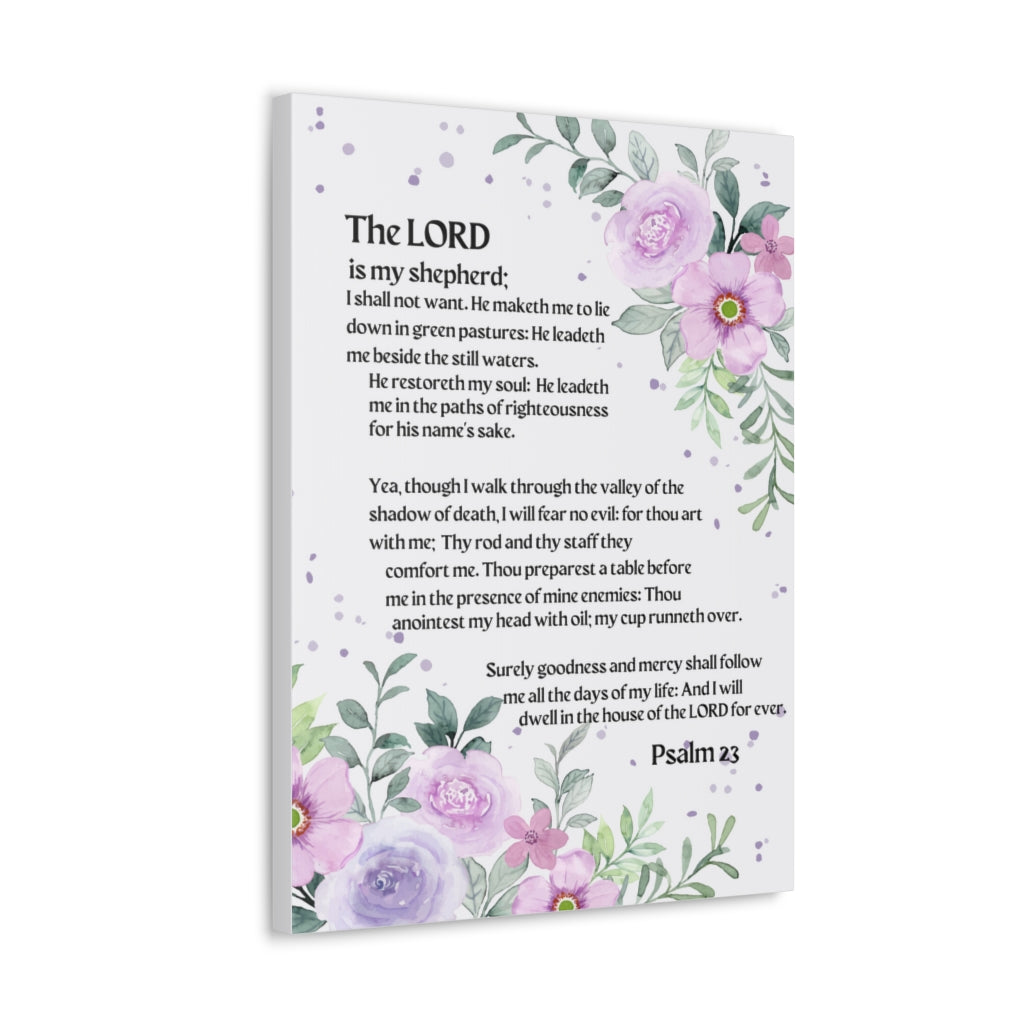 Scripture Walls Psalm 23 Flowers Bible Verse Canvas Christian Wall Art Ready to Hang Unframed-Express Your Love Gifts