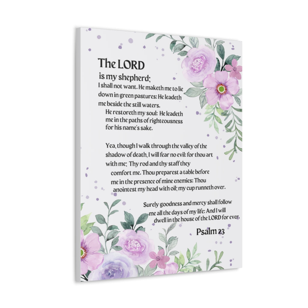 Scripture Walls Psalm 23 Flowers Bible Verse Canvas Christian Wall Art Ready to Hang Unframed-Express Your Love Gifts