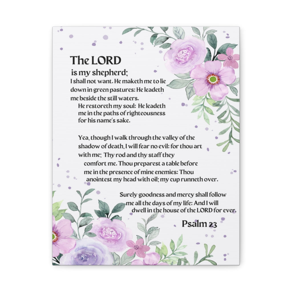 Scripture Walls Psalm 23 Flowers Bible Verse Canvas Christian Wall Art Ready to Hang Unframed-Express Your Love Gifts