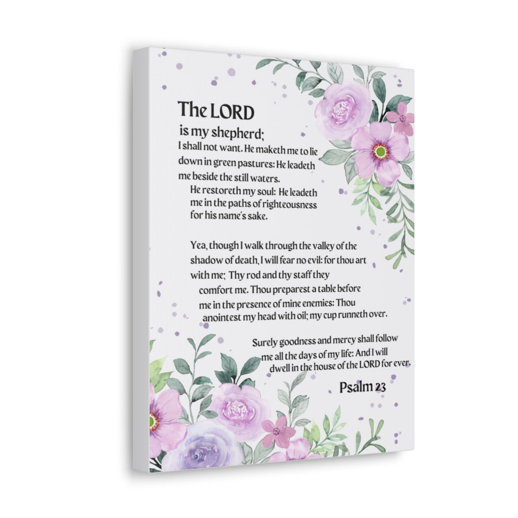 Scripture Walls Psalm 23 Flowers Bible Verse Canvas Christian Wall Art Ready to Hang Unframed-Express Your Love Gifts