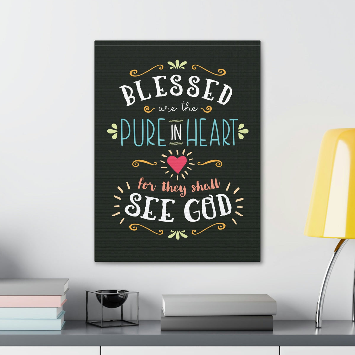 Scripture Walls Pure In Heart Matthew 5:8 Dark Christian Wall Art Bible Verse Print Ready to Hang Unframed-Express Your Love Gifts