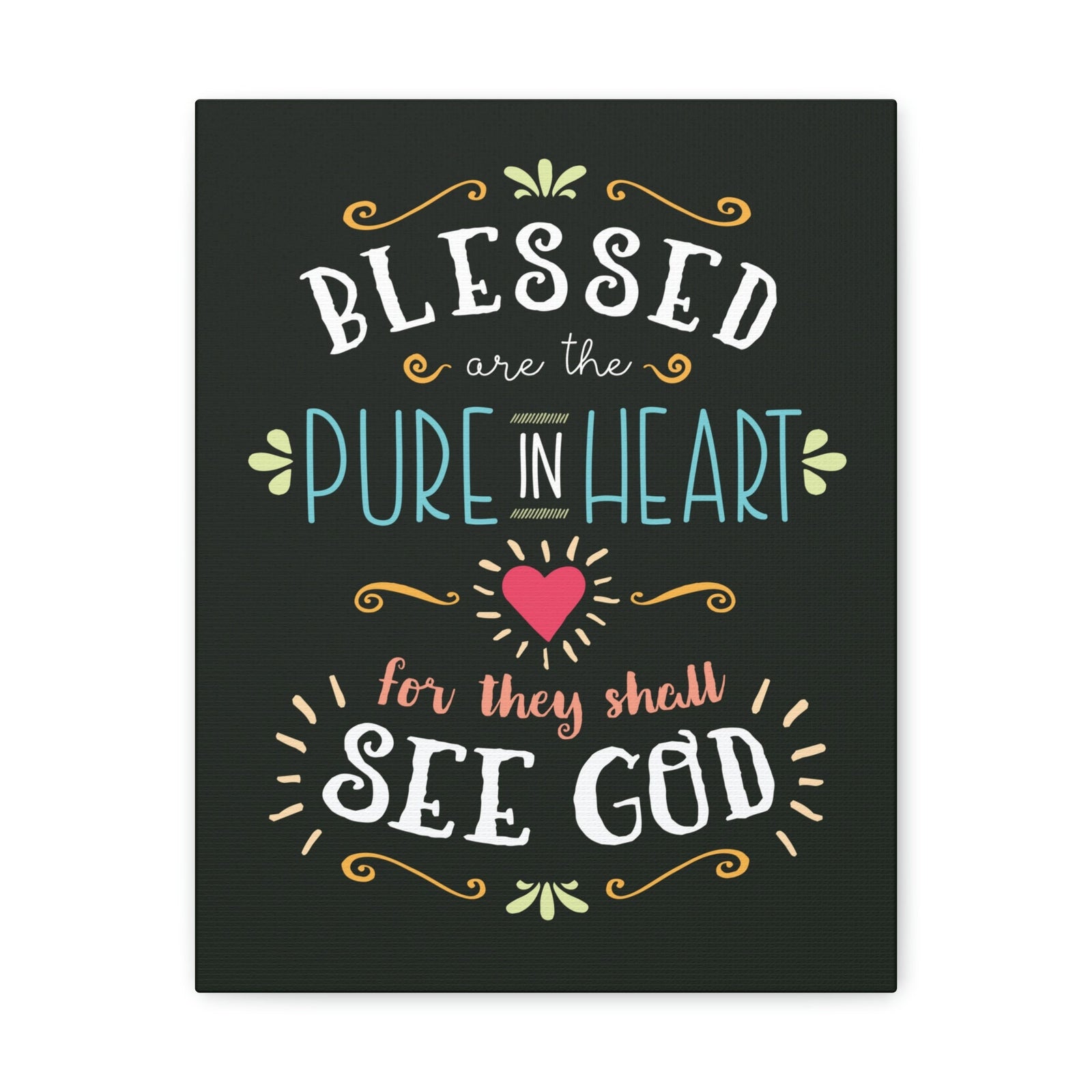 Scripture Walls Pure In Heart Matthew 5:8 Dark Christian Wall Art Bible Verse Print Ready to Hang Unframed-Express Your Love Gifts
