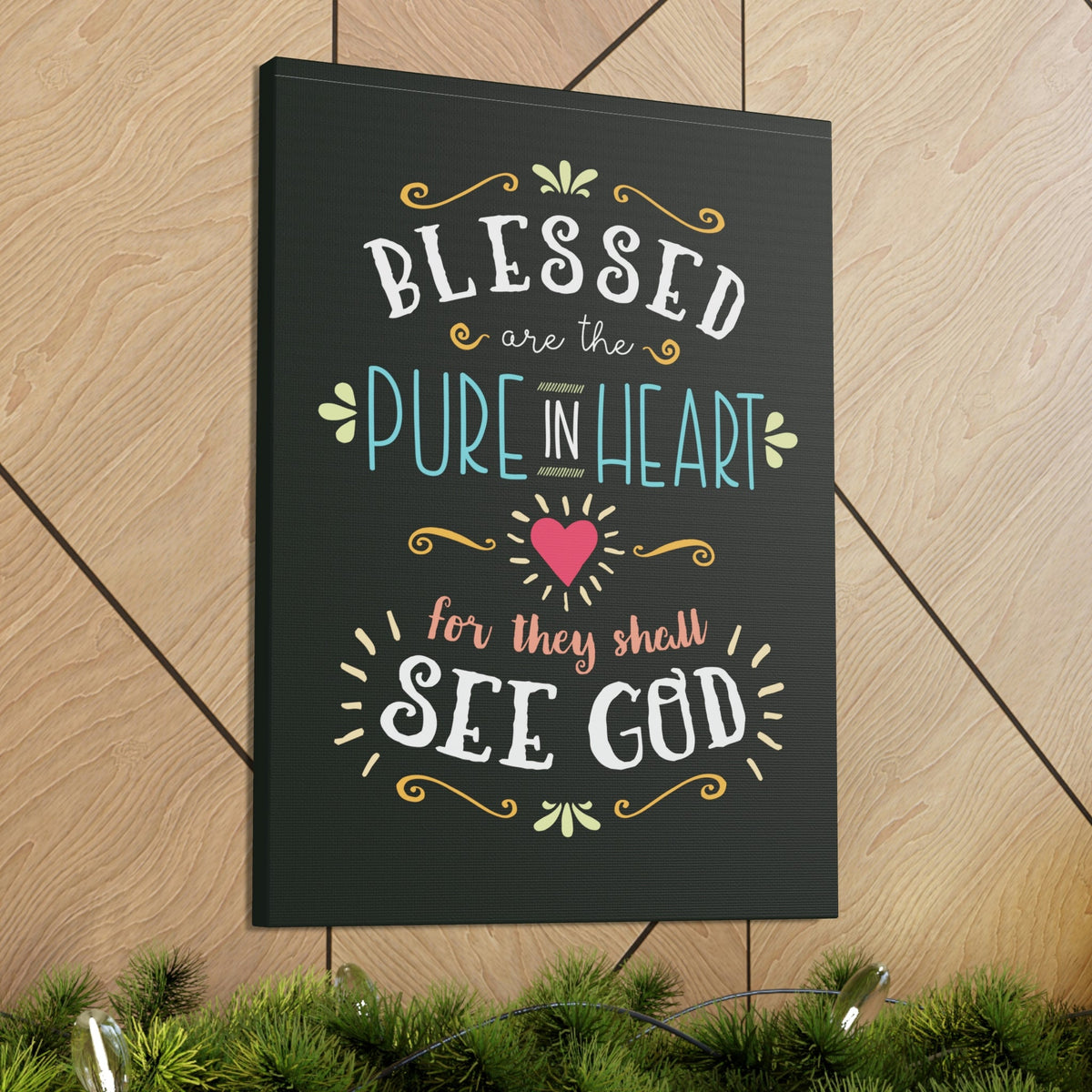 Scripture Walls Pure In Heart Matthew 5:8 Dark Christian Wall Art Bible Verse Print Ready to Hang Unframed-Express Your Love Gifts