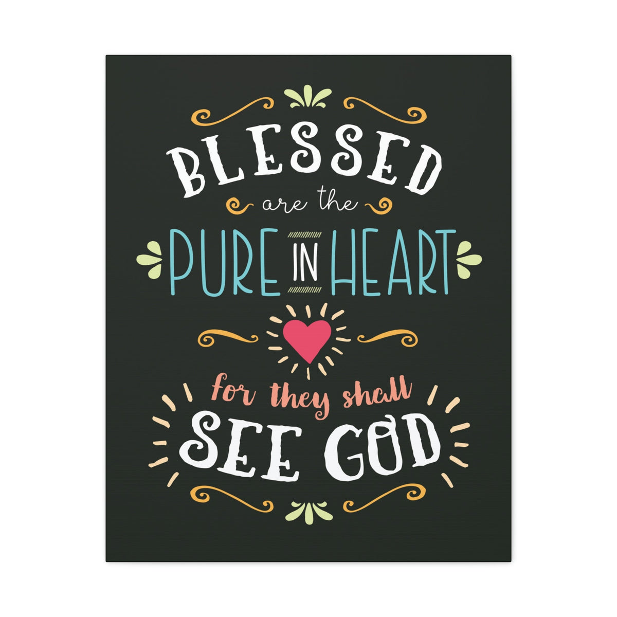 Scripture Walls Pure In Heart Matthew 5:8 Dark Christian Wall Art Bible Verse Print Ready to Hang Unframed-Express Your Love Gifts