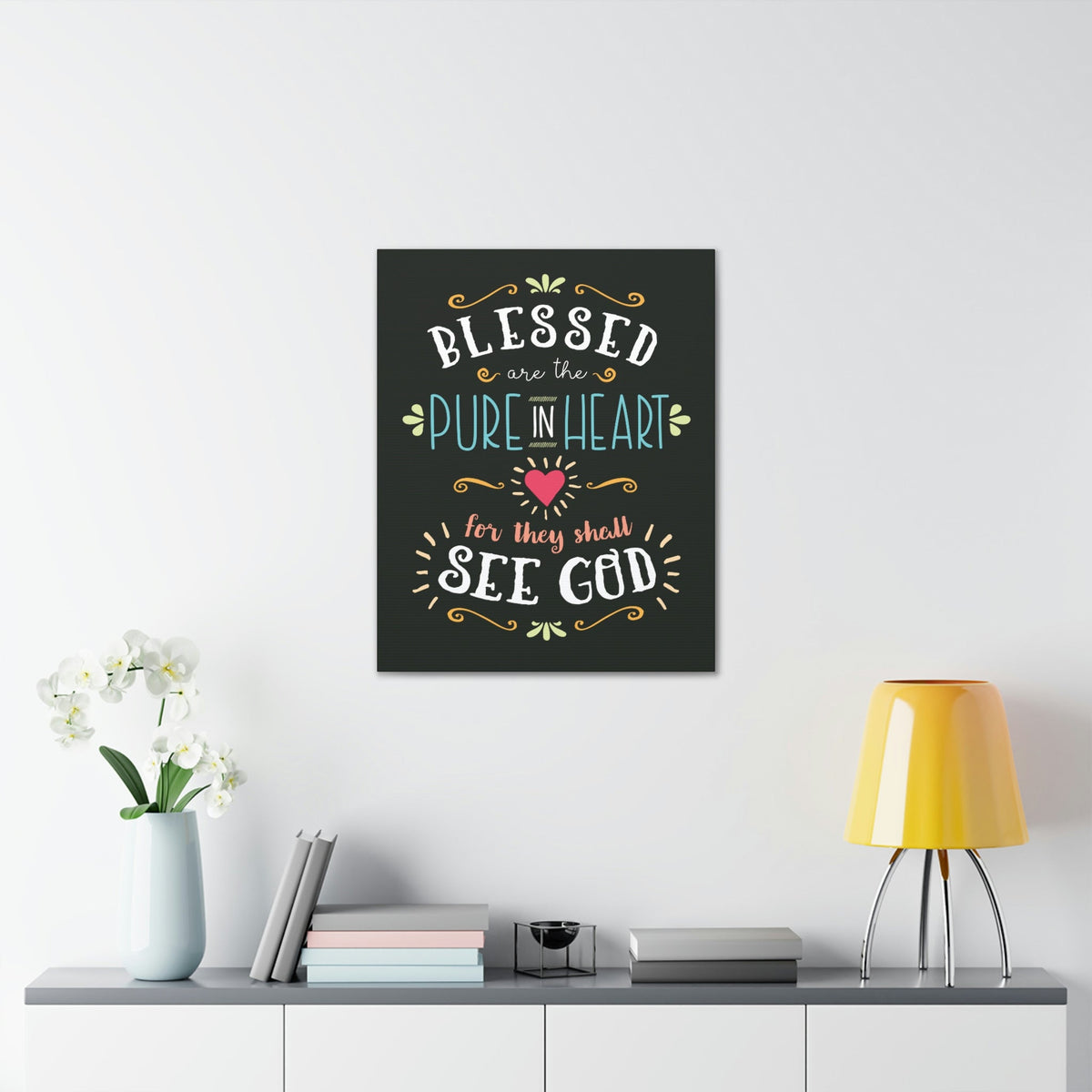 Scripture Walls Pure In Heart Matthew 5:8 Dark Christian Wall Art Bible Verse Print Ready to Hang Unframed-Express Your Love Gifts