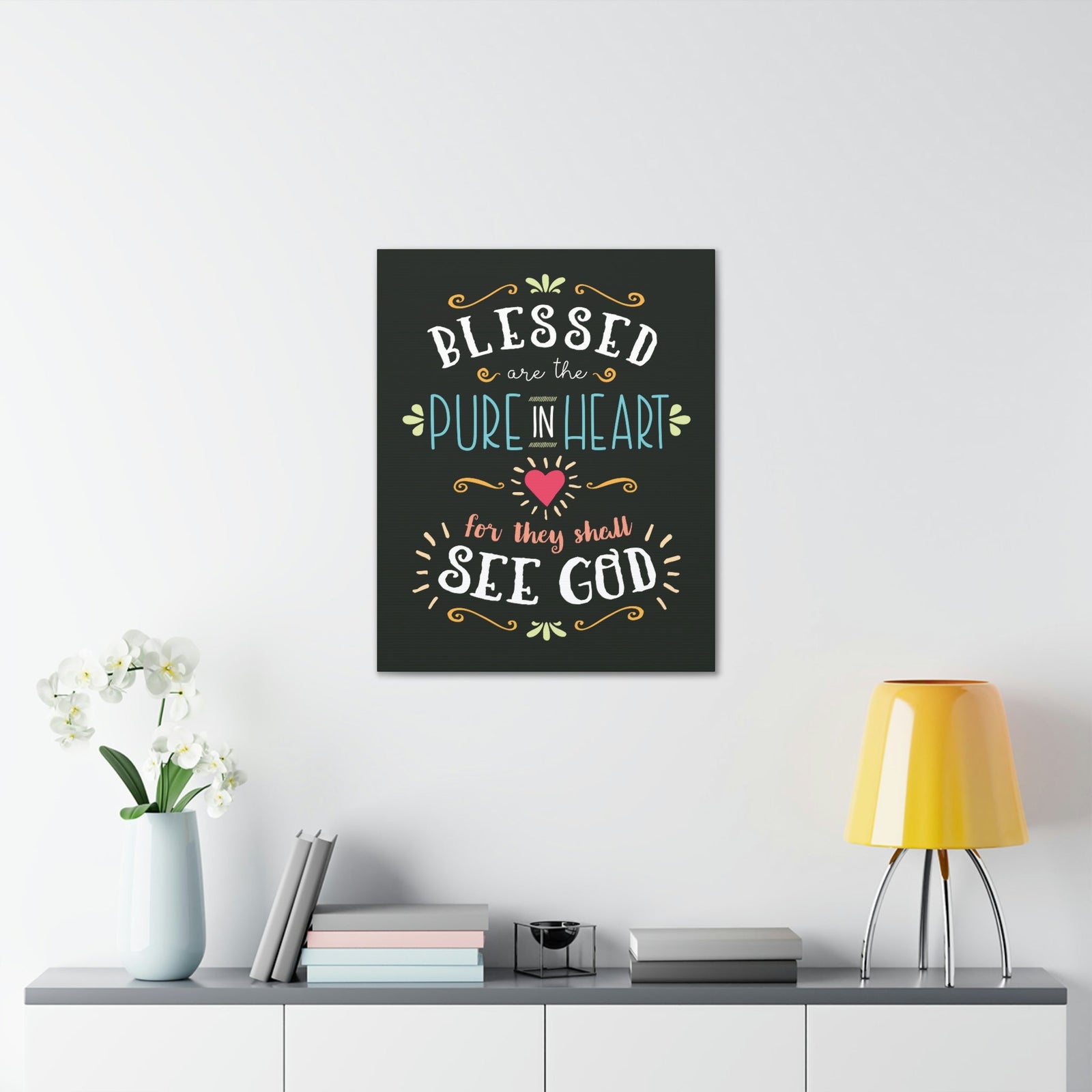 Scripture Walls Pure In Heart Matthew 5:8 Dark Christian Wall Art Bible Verse Print Ready to Hang Unframed-Express Your Love Gifts