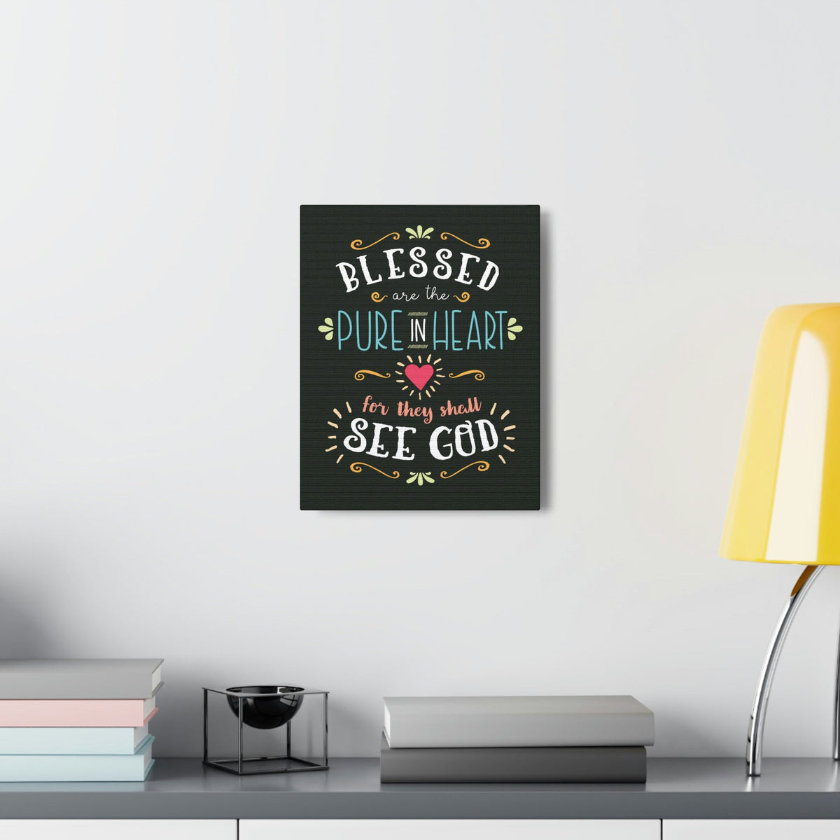 Scripture Walls Pure In Heart Matthew 5:8 Dark Christian Wall Art Bible Verse Print Ready to Hang Unframed-Express Your Love Gifts