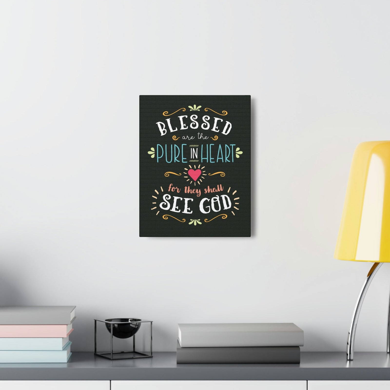 Scripture Walls Pure In Heart Matthew 5:8 Dark Christian Wall Art Bible Verse Print Ready to Hang Unframed-Express Your Love Gifts