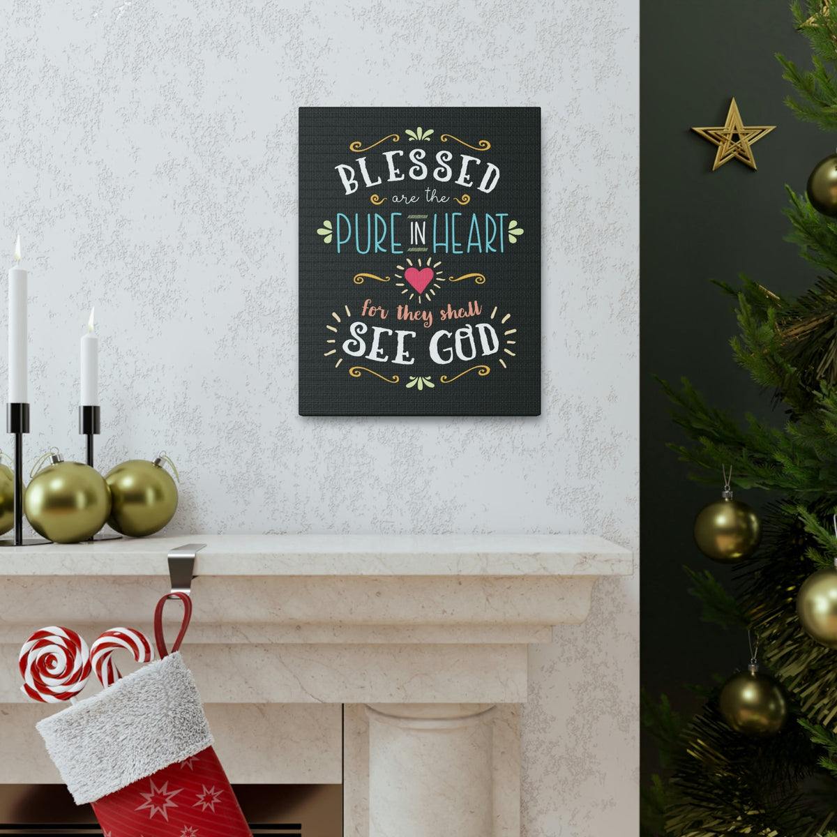Scripture Walls Pure In Heart Matthew 5:8 Dark Christian Wall Art Bible Verse Print Ready to Hang Unframed-Express Your Love Gifts