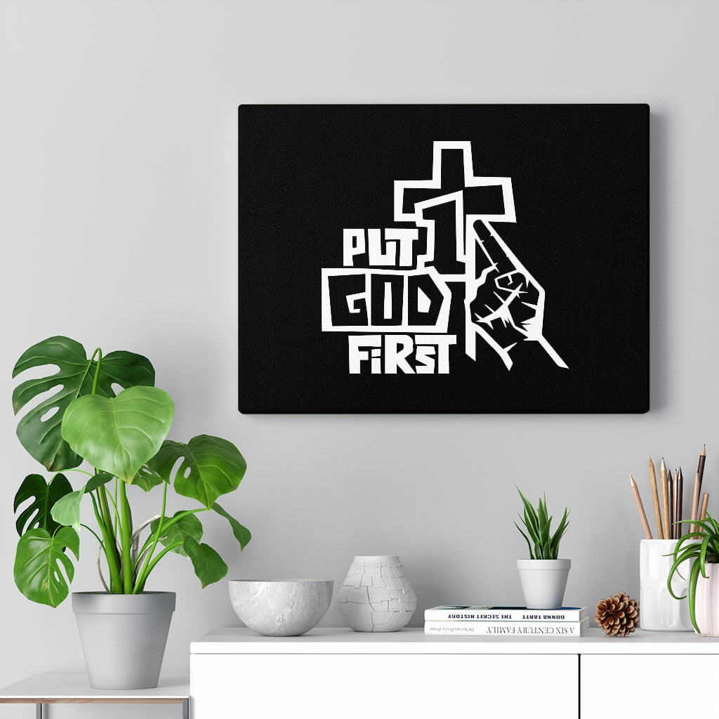 Scripture Walls Put God First Cross 1 Bible Verse Canvas Christian Wall Art Ready to Hang Unframed-Express Your Love Gifts