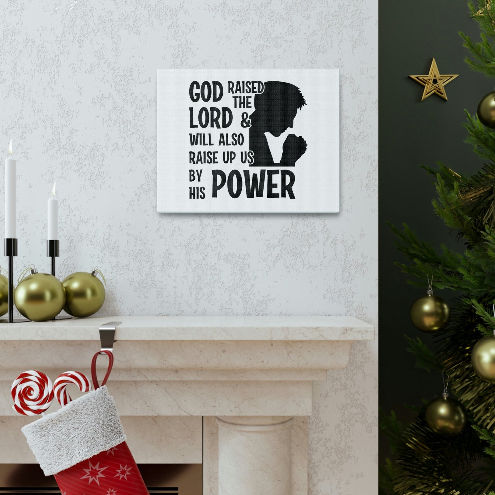 Scripture Walls Raise Us Up By His Power 1 Corinthians 6:14 Christian Wall Art Bible Verse Print Ready to Hang Unframed-Express Your Love Gifts