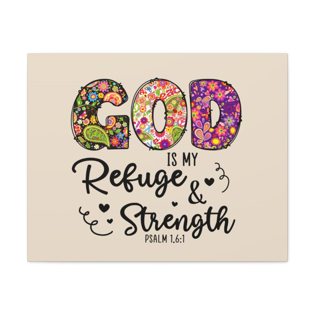 Scripture Walls Refuge &amp; Strength Psalm 16:1 Floral Bible Verse Canvas Christian Wall Art Ready to Hang Unframed-Express Your Love Gifts