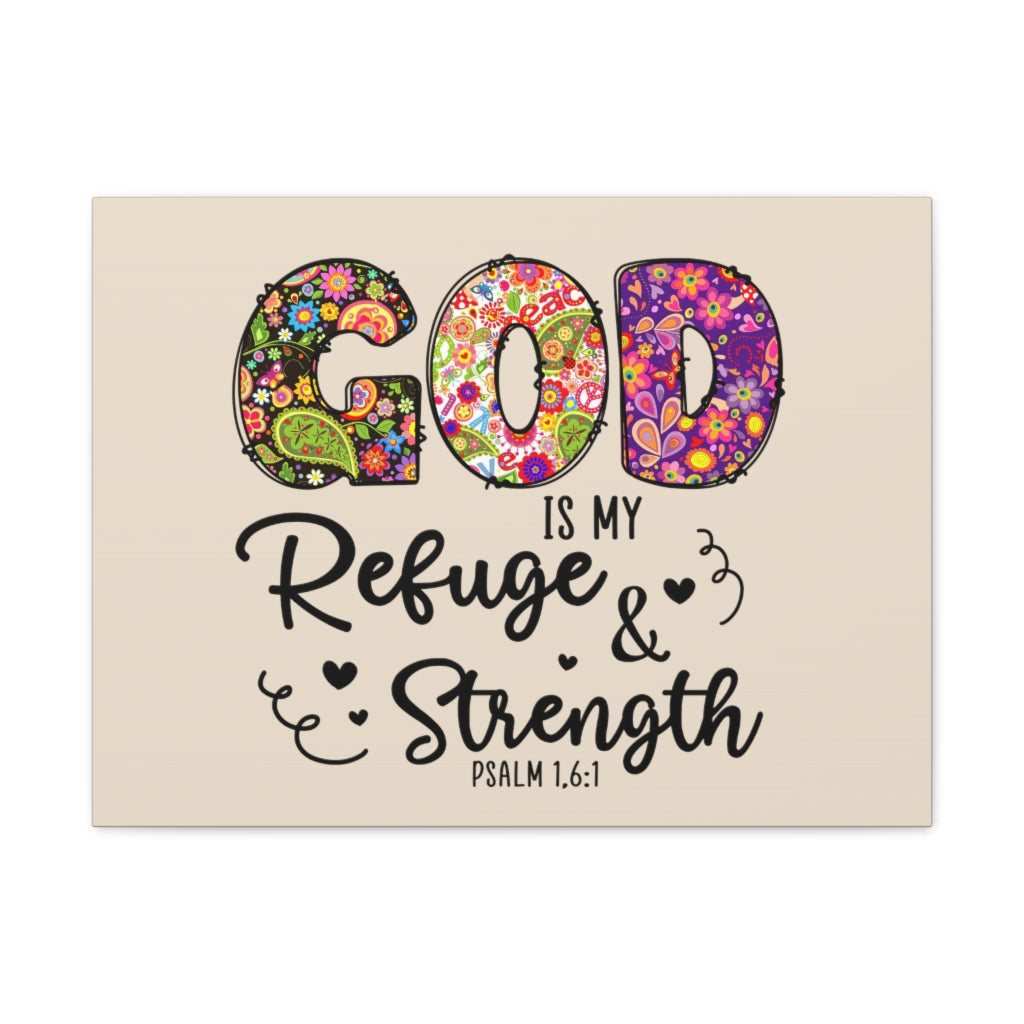 Scripture Walls Refuge & Strength Psalm 16:1 Floral Bible Verse Canvas Christian Wall Art Ready to Hang Unframed-Express Your Love Gifts